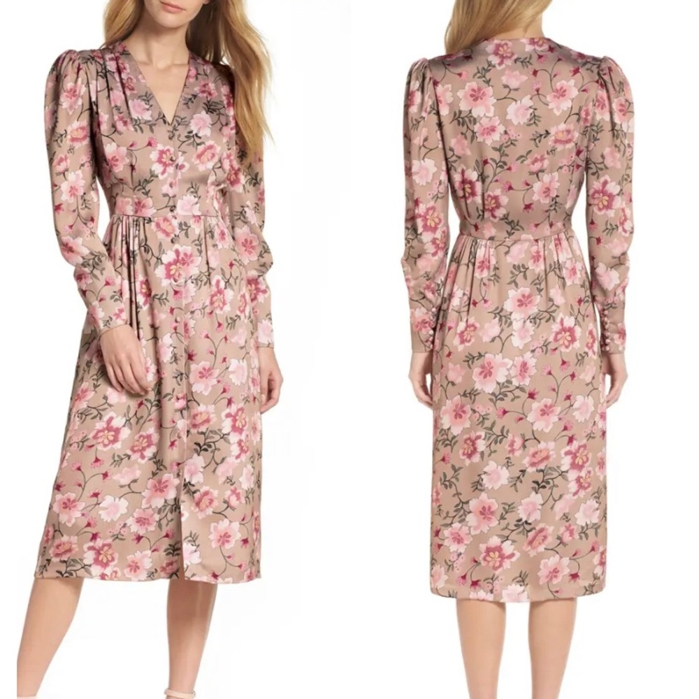 Gal Meets Glam Carla Button Front Crinkle Dress